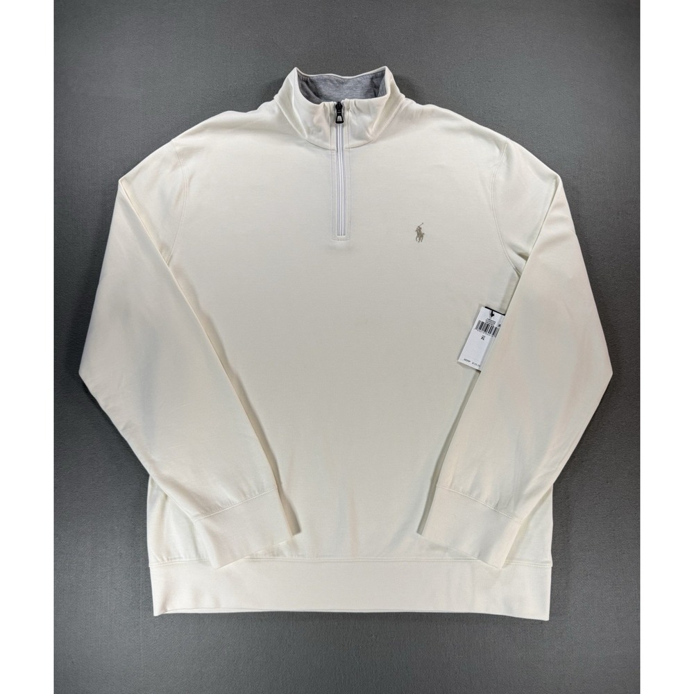 Polo Ralph Lauren Men's Luxury Jersey Quarter Zip Size XL Cream/ Beige NWT